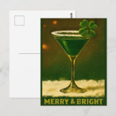 Retro 50s 4 Leaf Clover Ierse Kerst Martini Briefkaart (Voorkant / Achterkant)
