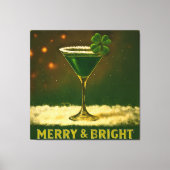 Retro 50s 4 Leaf Clover Ierse Kerst Martini Canvas Afdruk (Voorkant)