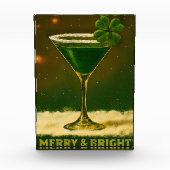 Retro 50s 4 Leaf Clover Ierse Kerst Martini Fotoblokken (Voorkant)