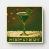 Retro 50s 4 Leaf Clover Ierse Kerst Martini Fotoplaat (Voorkant)