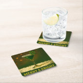 Retro 50s 4 Leaf Clover Ierse Kerst Martini Kartonnen Onderzetters (Insitu)