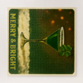 Retro 50s 4 Leaf Clover Ierse Kerst Martini Legpuzzel (Horizontaal)