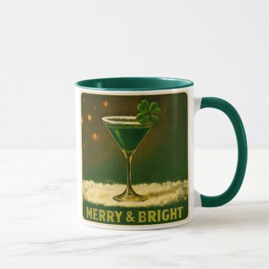 Retro 50s 4 Leaf Clover Ierse Kerst Martini Mok (Rechts)