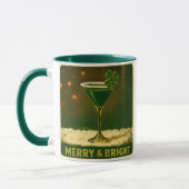 Retro 50s 4 Leaf Clover Ierse Kerst Martini Mok (Links)