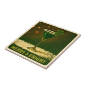 Retro 50s 4 Leaf Clover Ierse Kerst Martini Tegeltje (Zijkant)
