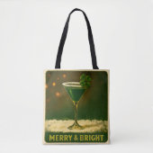 Retro 50s 4 Leaf Clover Ierse Kerst Martini Tote Bag (Voorkant)