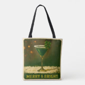 Retro 50s 4 Leaf Clover Ierse Kerst Martini Tote Bag (Achterkant)