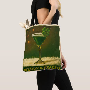 Retro 50s 4 Leaf Clover Ierse Kerst Martini Tote Bag