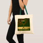 Retro 50s 4 Leaf Clover Ierse Kerst Martini Tote Bag (Voorkant (product))