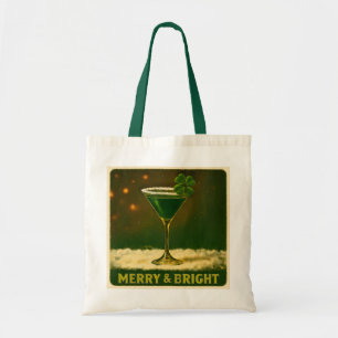 Retro 50s 4 Leaf Clover Ierse Kerst Martini Tote Bag
