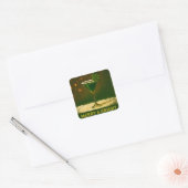 Retro 50s 4 Leaf Clover Ierse Kerst Martini Vierkante Sticker (Envelop)
