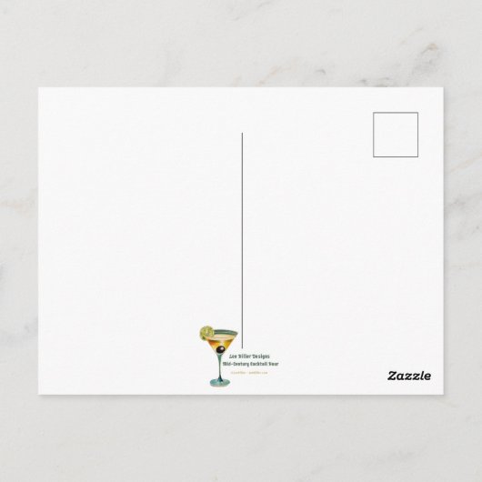 Retro 50s 4 Leaf Clover Irish Christmas Martini Briefkaart (Achterkant)