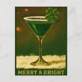 Retro 50s 4 Leaf Clover Irish Christmas Martini Briefkaart