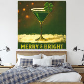 Retro 50s 4 Leaf Clover Irish Christmas Martini Canvas Afdruk (Insitu (Slaapkamer))