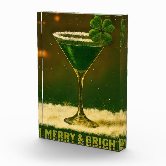 Retro 50s 4 Leaf Clover Irish Christmas Martini Fotoblokken (Rechts)