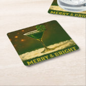 Retro 50s 4 Leaf Clover Irish Christmas Martini Kartonnen Onderzetters (Schuin)