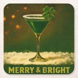 Retro 50s 4 Leaf Clover Irish Christmas Martini Kartonnen Onderzetters