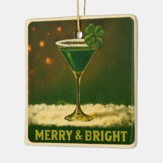 Retro 50s 4 Leaf Clover Irish Christmas Martini Keramisch Ornament (Links)