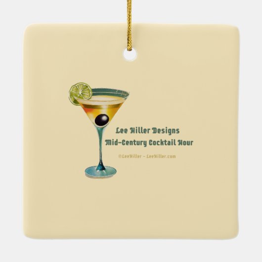 Retro 50s 4 Leaf Clover Irish Christmas Martini Keramisch Ornament (Achterkant)