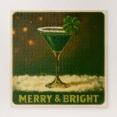 Retro 50s 4 Leaf Clover Irish Christmas Martini Legpuzzel (Verticaal)