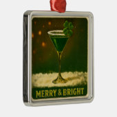 Retro 50s 4 Leaf Clover Irish Christmas Martini Metalen Ornament (Rechts)