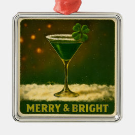 Retro 50s 4 Leaf Clover Irish Christmas Martini Metalen Ornament