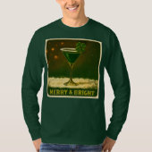 Retro 50s 4 Leaf Clover Irish Christmas Martini T-shirt (Voorkant)