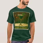 Retro 50s 4 Leaf Clover Irish Christmas Martini T-shirt (Voorkant)