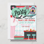 Retro  50's 50-jarige Diner Birthday Party Kaart (Voorkant)