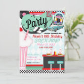 Retro  50's 50-jarige Diner Birthday Party Kaart (Staand voorkant)