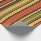 Retro 50s 60s 70s Stripes Oranje Avocado Brown Cadeaupapier (Hoek)