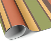 Retro 50s 60s 70s Stripes Oranje Avocado Brown Cadeaupapier (Rol Hoek)