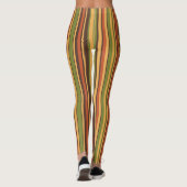 Retro 50s 60s 70s Stripes Oranje Avocado Brown Leggings (Achterkant)