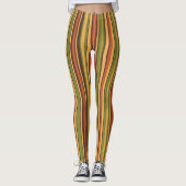 Retro 50s 60s 70s Stripes Oranje Avocado Brown Leggings (Voorkant)