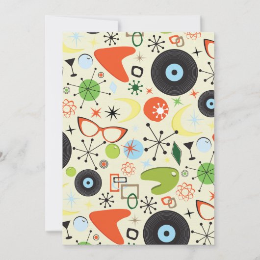 Retro 50's 60's Birthday Party Kaart (Achterkant)