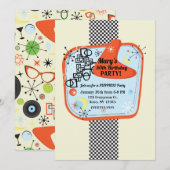 Retro 50's 60's Birthday Party Kaart (Voorkant / Achterkant)