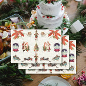 Retro 50s 60s Kerstman Mevrouw Claus Elf Engel Tissuepapier