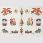 Retro 50s 60s Kerstman Mevrouw Claus Elf Engel Tissuepapier (Voorkant)