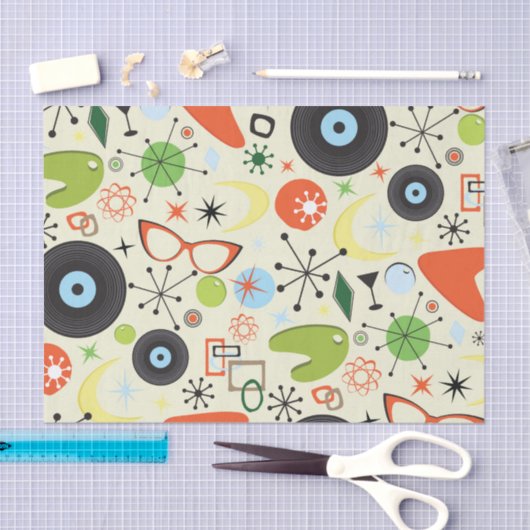 Retro 50's 60's Mode Pattern Party Tissuepapier (Craft)