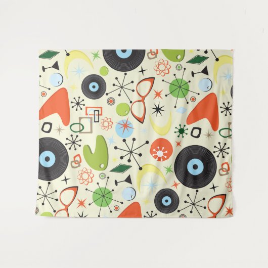 Retro 50's 60's  Mode Pattern Party Wandkleed (Voorkant (horizontaal))