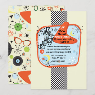 Retro 50's 60's Vintage Housewarming Feest Kaart