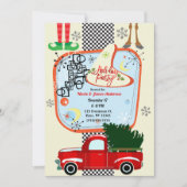 Retro 50's 60's Vintage Kerst Feest Kaart (Voorkant)