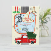 Retro 50's 60's Vintage Kerst Feest Kaart (Staand voorkant)