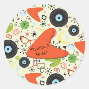 Retro 50's 60's Vintage Modepatroon Feest Ronde Sticker