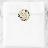 Retro 50's 60's Vintage Modepatroon Feest Ronde Sticker (Tas)