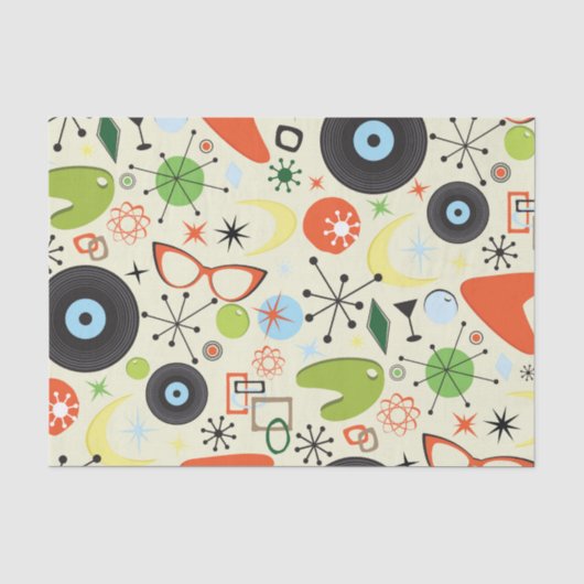 Retro 50's 60's Vintage Modepatroon Feest Tissuepapier (Voorkant)