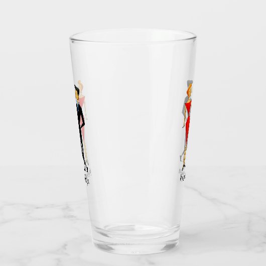 Retro 50s Art Deco Red Black Party Paar Drink Glas (Links)