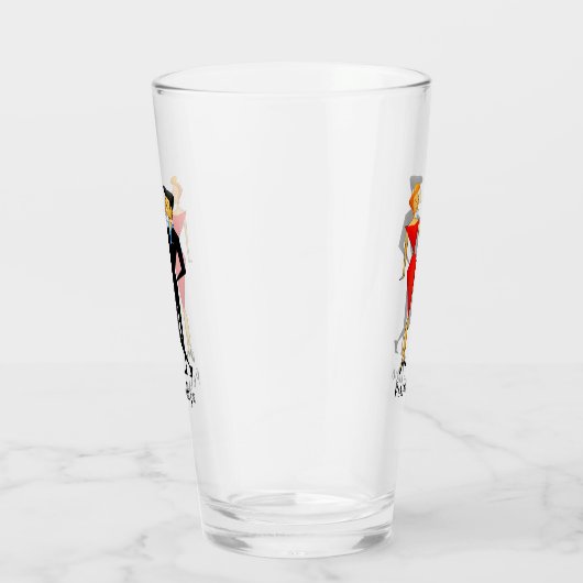 Retro 50s Art Deco Red Black Party Paar Drink Glas (Rechts)