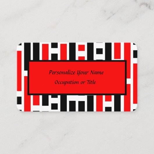 Retro 50s Art Deco Rood Zwart Uniek Visitekaartje (Voorkant)
