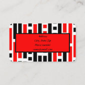 Retro 50s Art Deco Rood Zwart Uniek Visitekaartje (Achterkant)